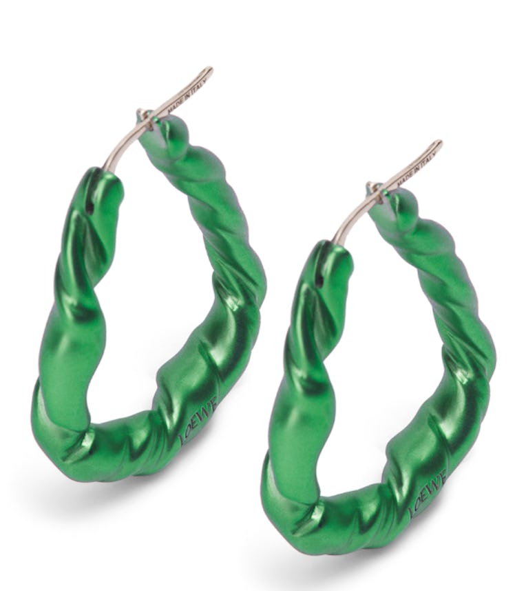 green twist loop earrings