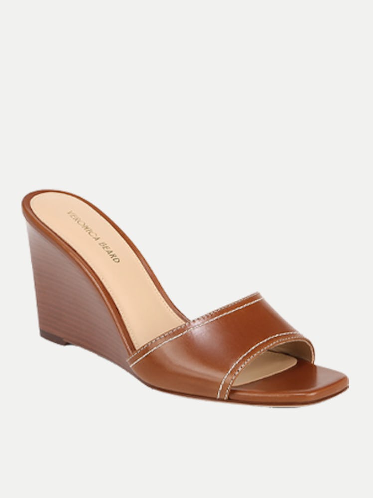 Ellen Leather Wedge Slide Sandals