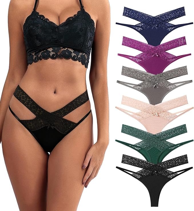 SEXYWG Hollow-Out Lace Thong Underwear (6-Pack)