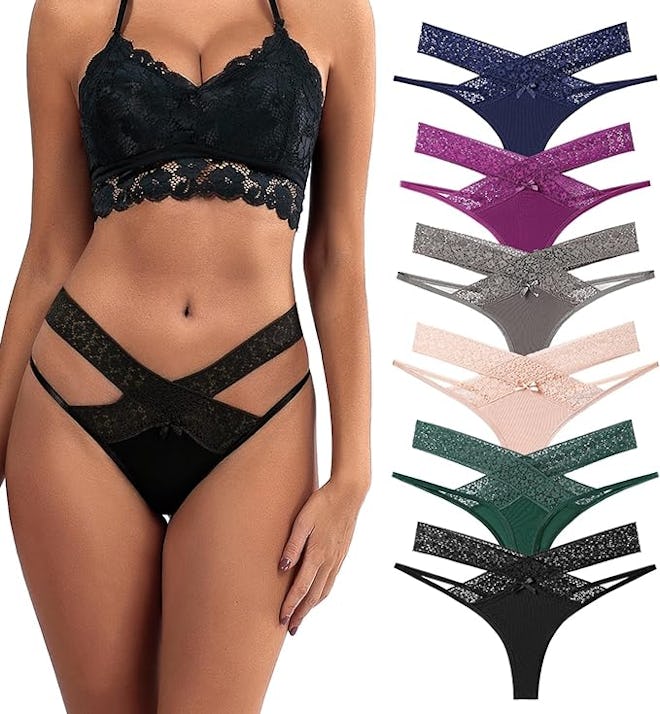 SEXYWG Hollow-Out Lace Thong Underwear (6-Pack)