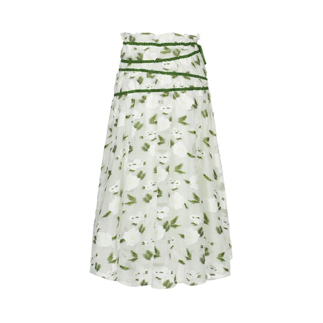 Floral Jacquard Ruched Skirt
