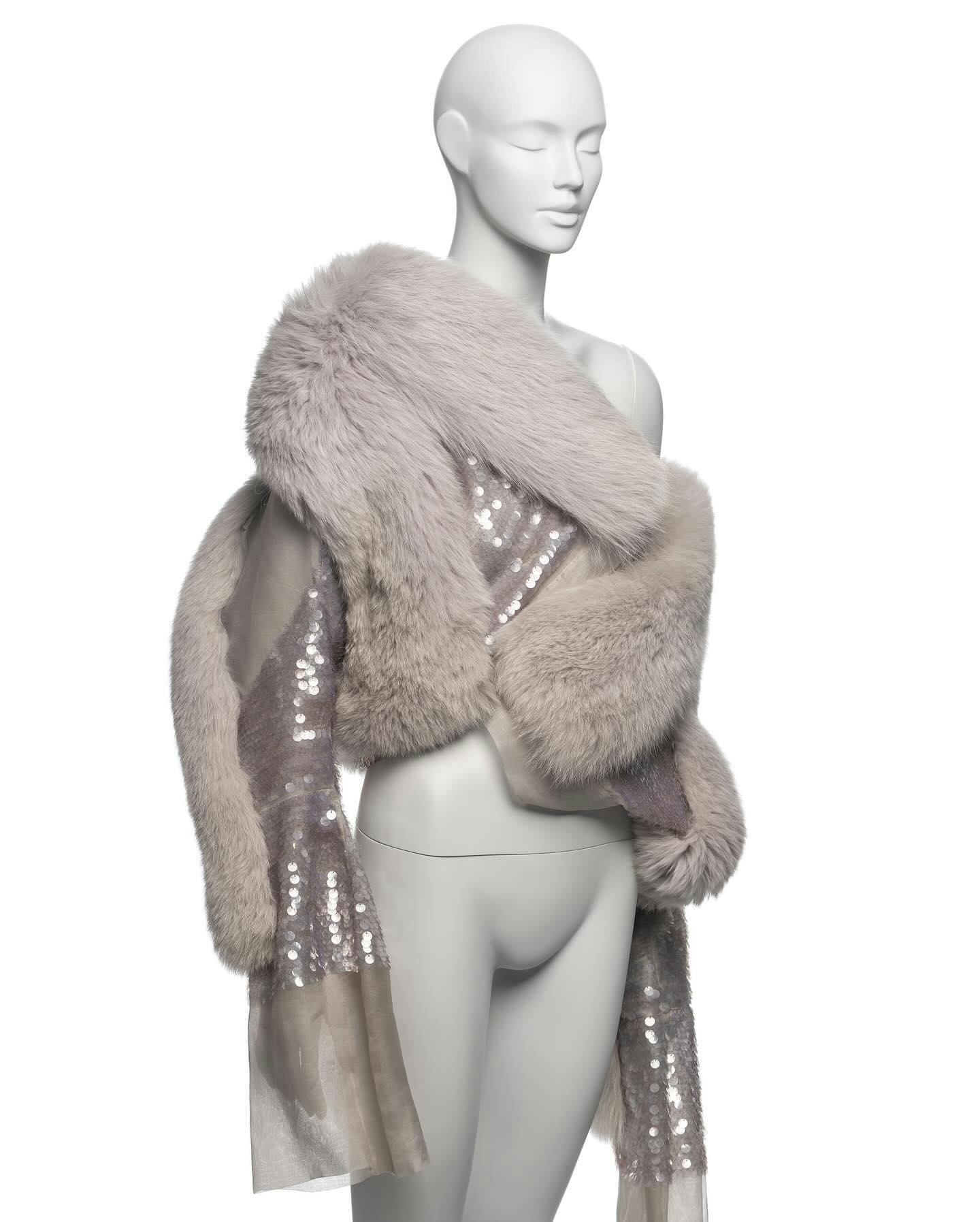 one of a kind vintage gray fur stole