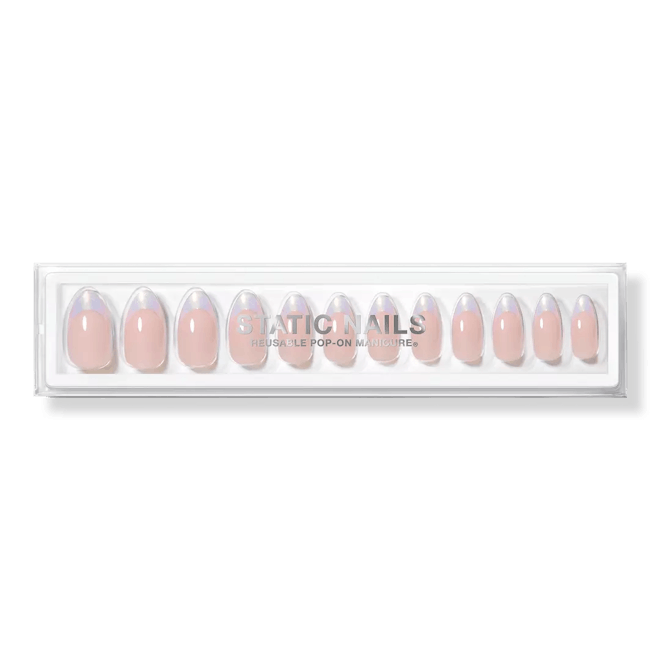 Static Nails Opalescent French Reusable Pop-On Manicures