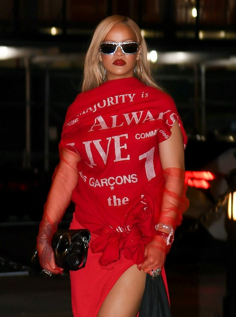 rihanna wears a red dress on mother’s day 2024