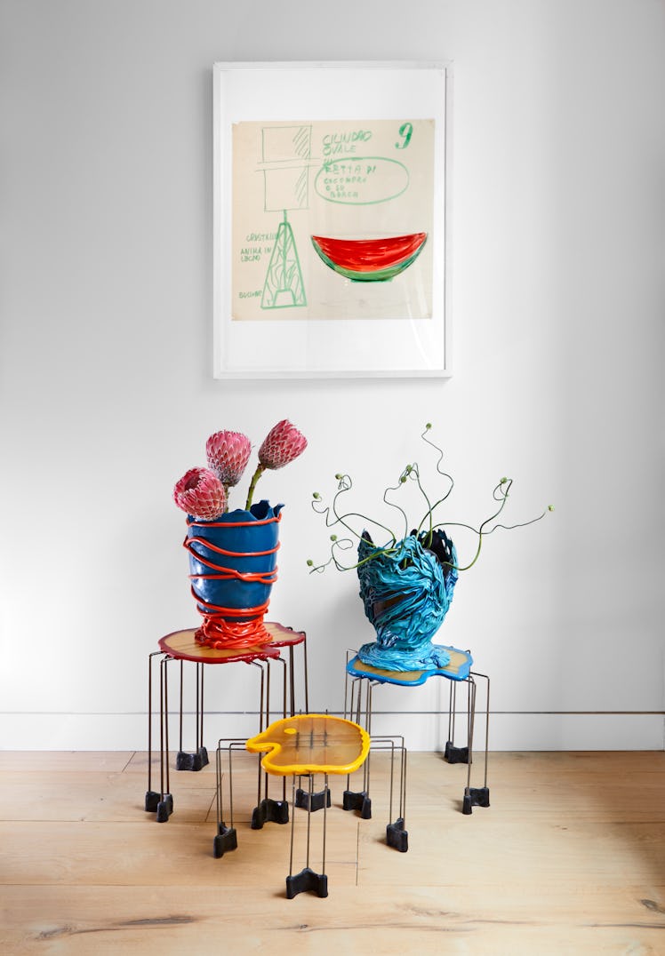 Vases and side tables by Gaetano Pesce. 