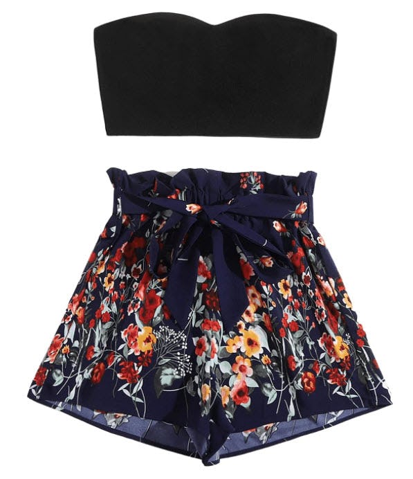 Floerns 2 Piece Crop Top with Shorts