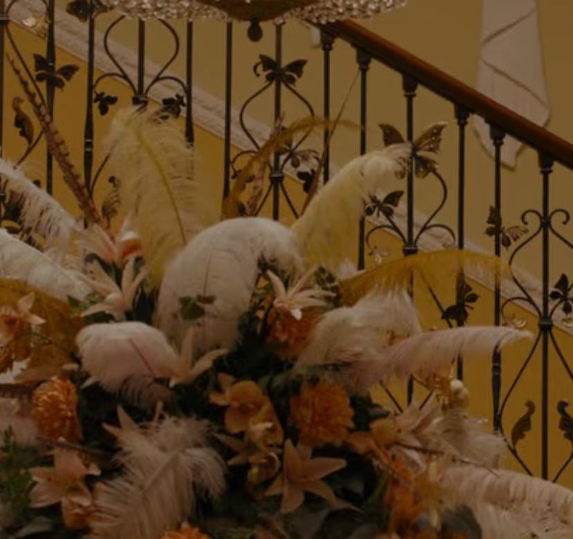 Butterflies on the Featherington stairs. Screenshot via Netflix