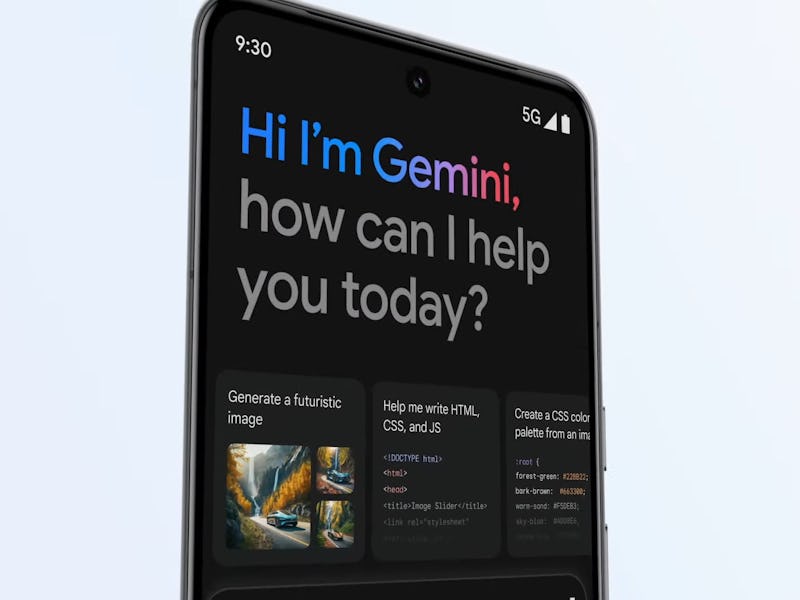 Google Gemini AI assistant on a phone.