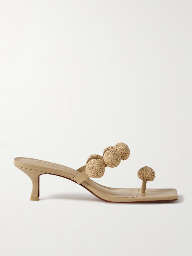 ‘Sarina’ Embellished Raffia Leather Sandals