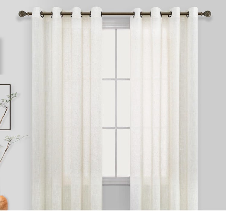 KOUFALL Linen Grommet Curtains (2-Pack)