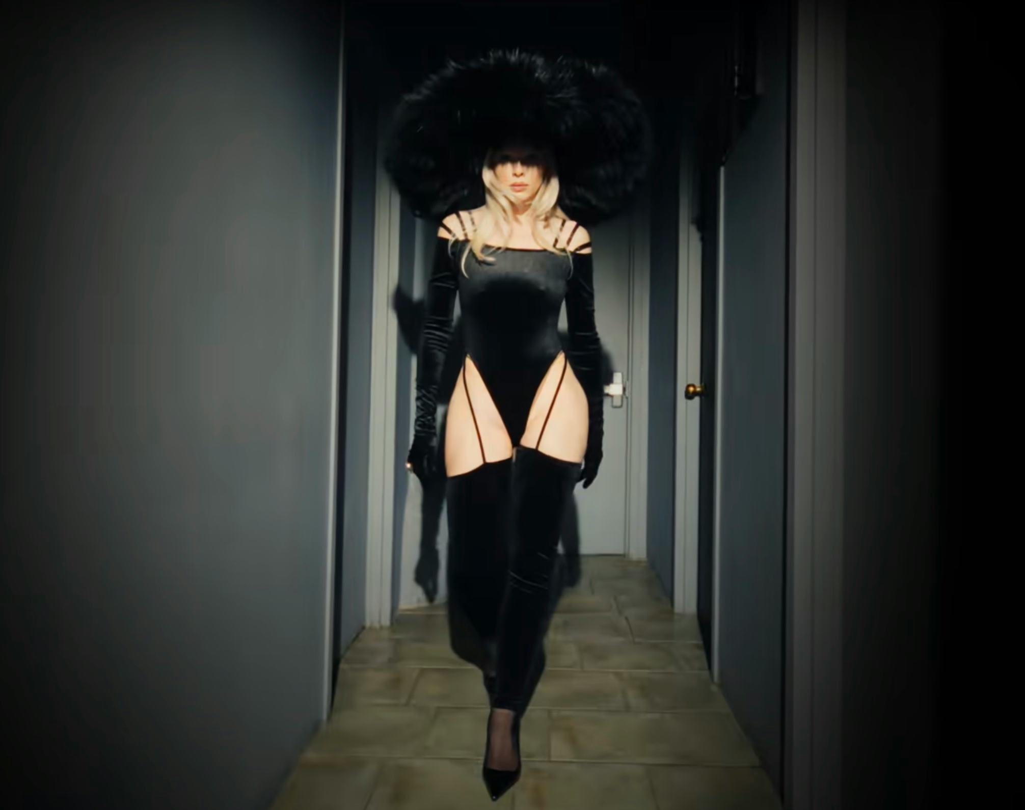 Julia Fox wore a velvet bodysuit in her new music video