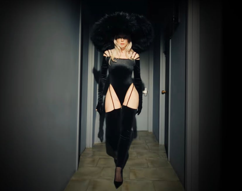 Julia Fox wore a velvet bodysuit in her new music video