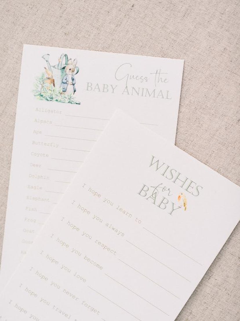 Baby shower game ideas for a Peter Rabbit themed shower.