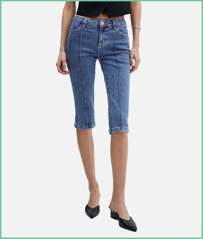 Capri Jeans with Decorative Stitching