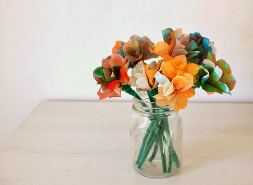 Enjoy a fun tie-dye summer craft like these coffee filter flowers.