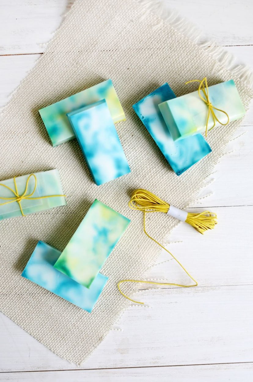 One summer tie-dye craft to make is tie-dye soap.