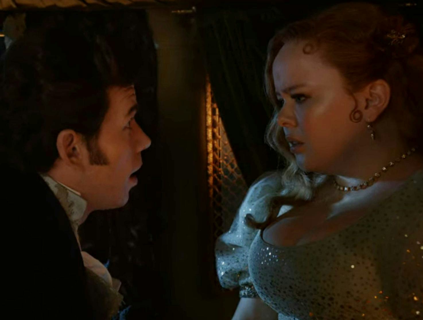 Colin and Penelope on &lsquo;Bridgerton.&rsquo; Screenshot via Netflix