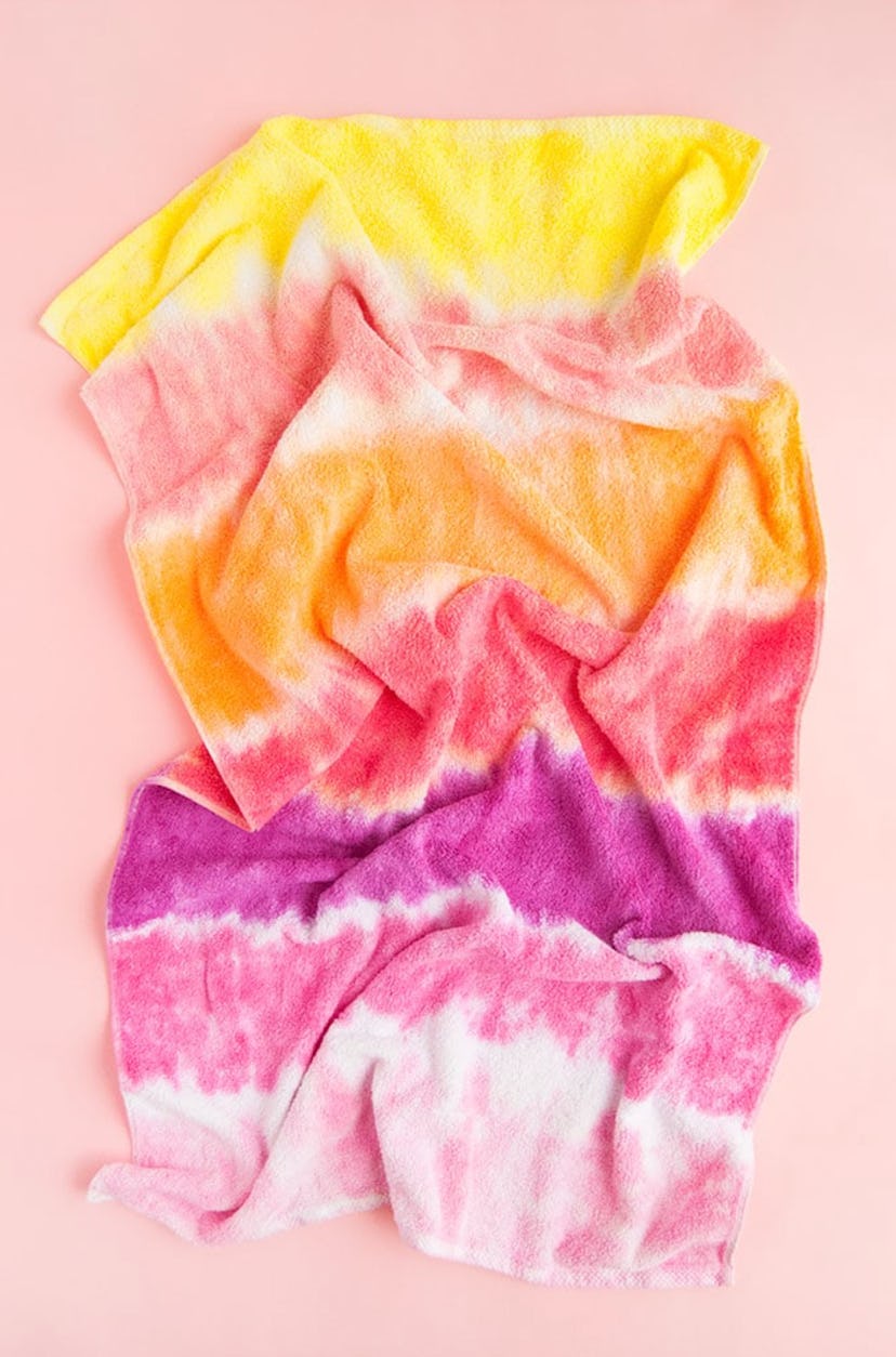 One summer tie-dye craft to make is a tie-dyed beach towel.