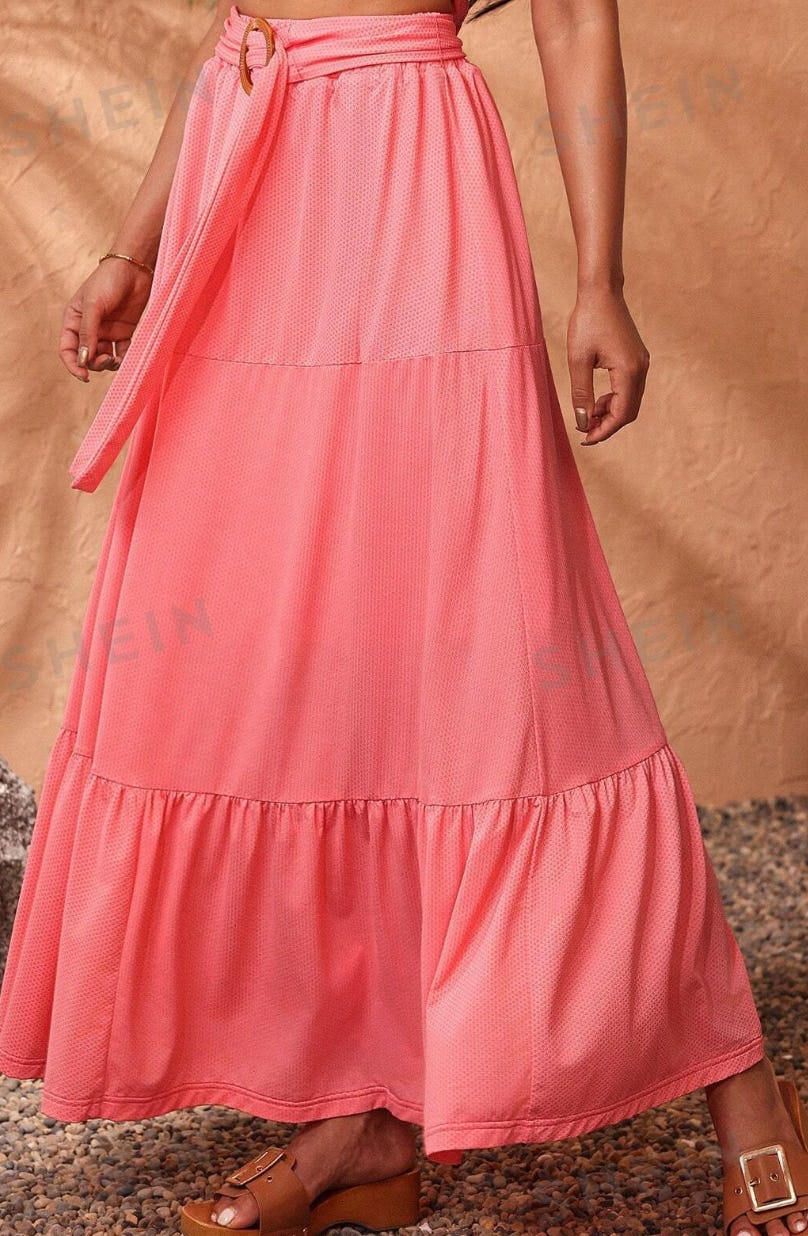 pink maxi skirt