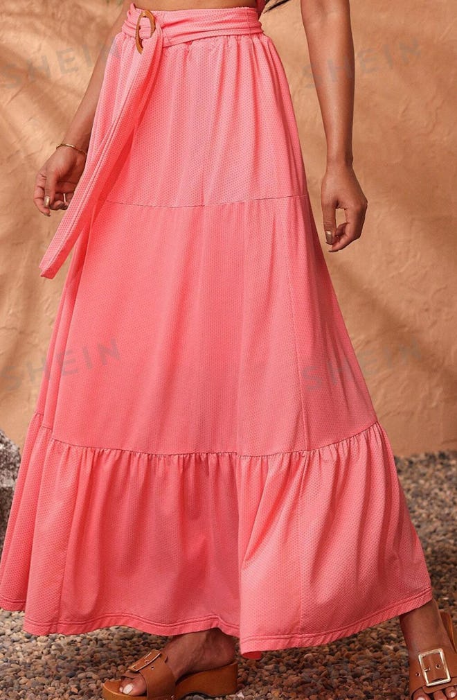 pink maxi skirt
