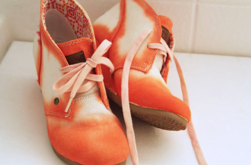 Enjoy a fun tie-dye summer craft like watercolor shoes.