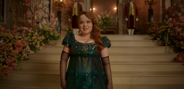 Penelope Featherington wears green in Season 3 of 'Bridgerton.'