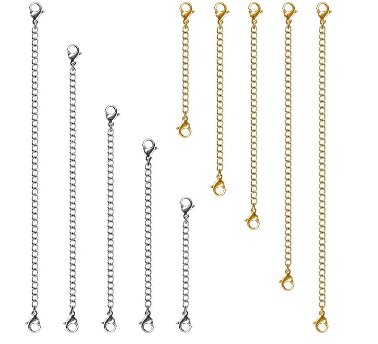 Menkey Stainless Steel Gold Silver Necklace Extenders (10 Pieces)