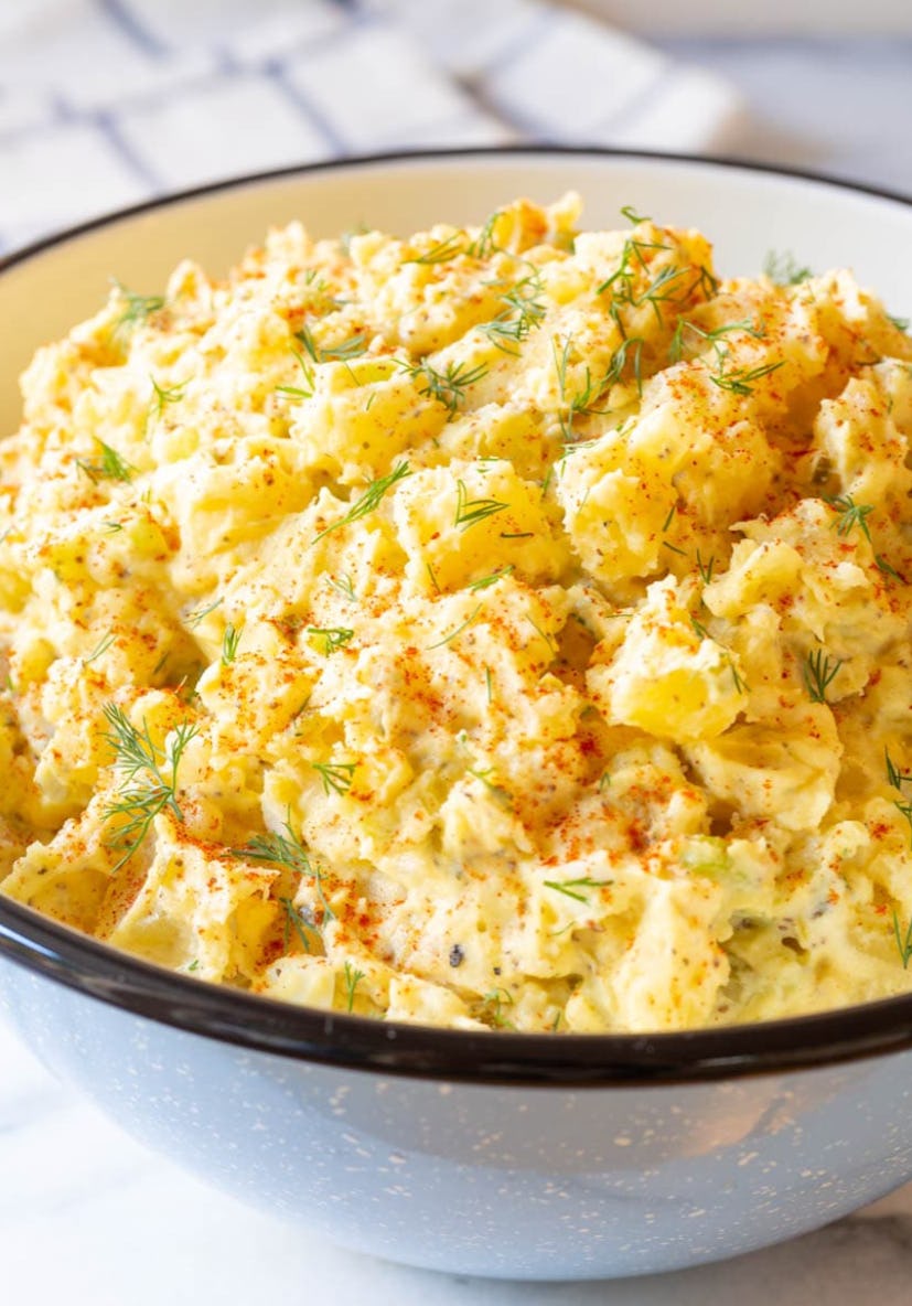 One make-ahead cookout side is this classic potato salad.