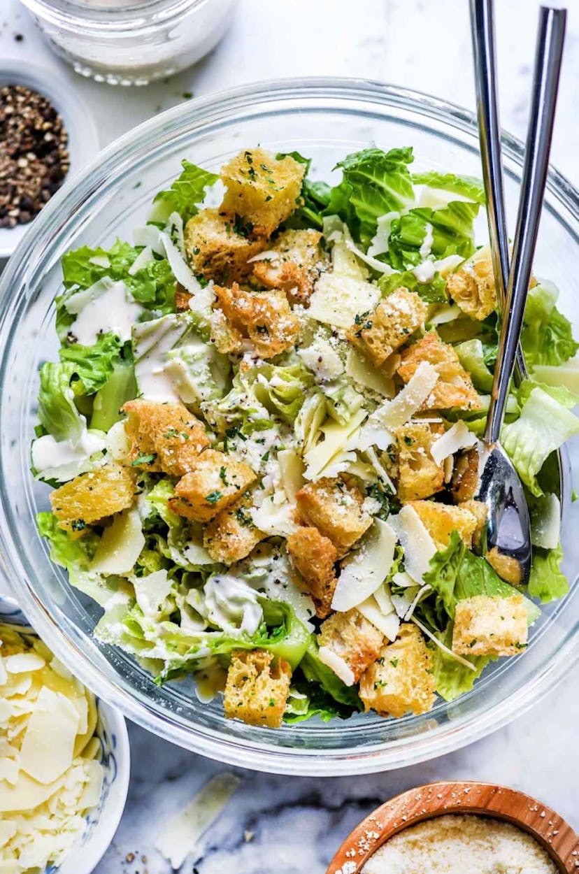 Caesar salad is one of the best make-ahed cookout side.