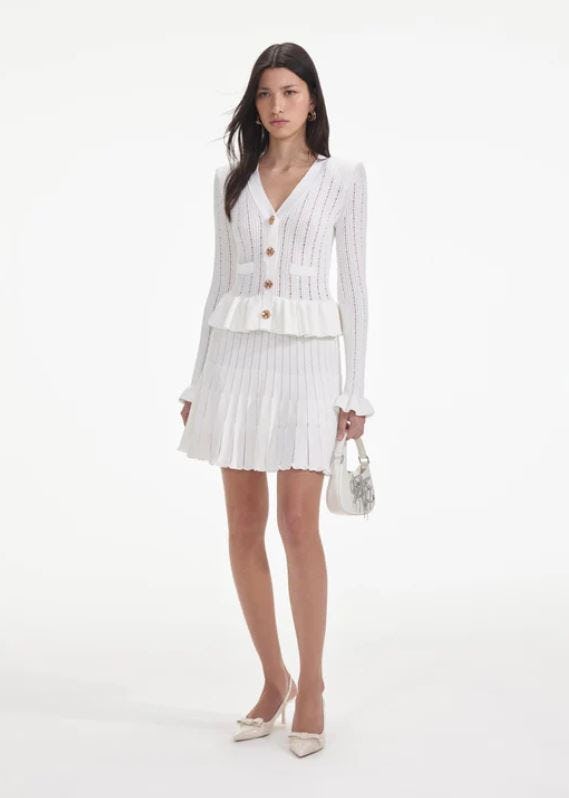 White Knit Peplum Mini Dress