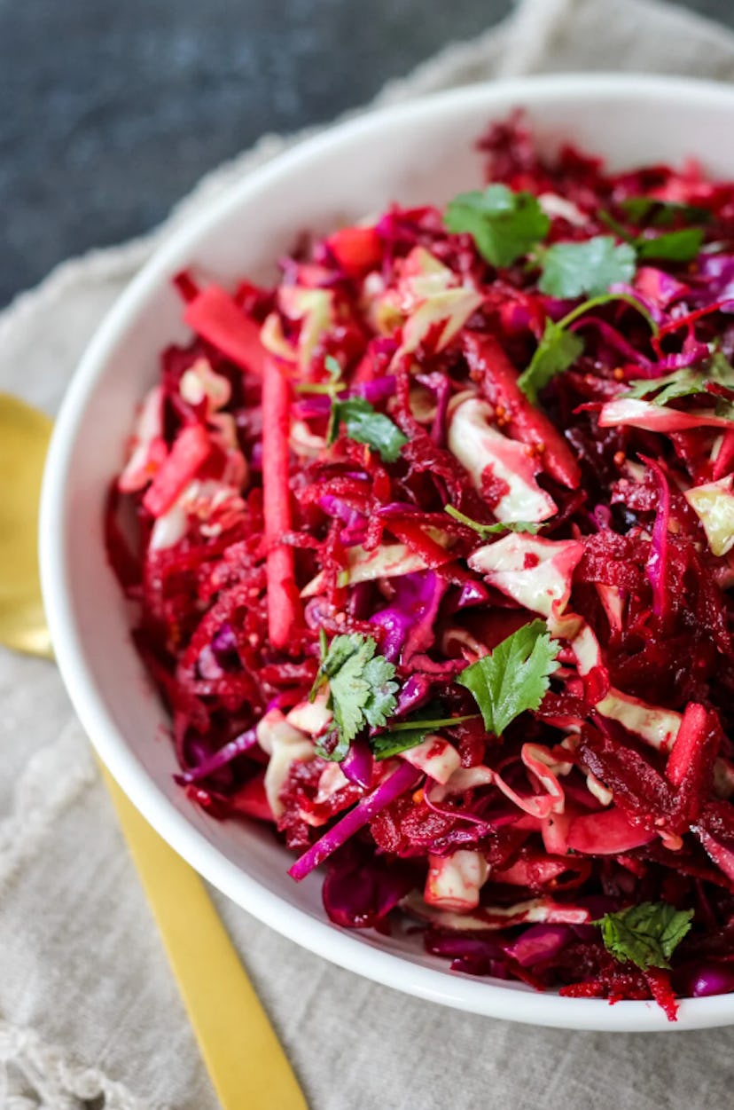 Apple beet slaw is one of the best make-ahead cookout sides.
