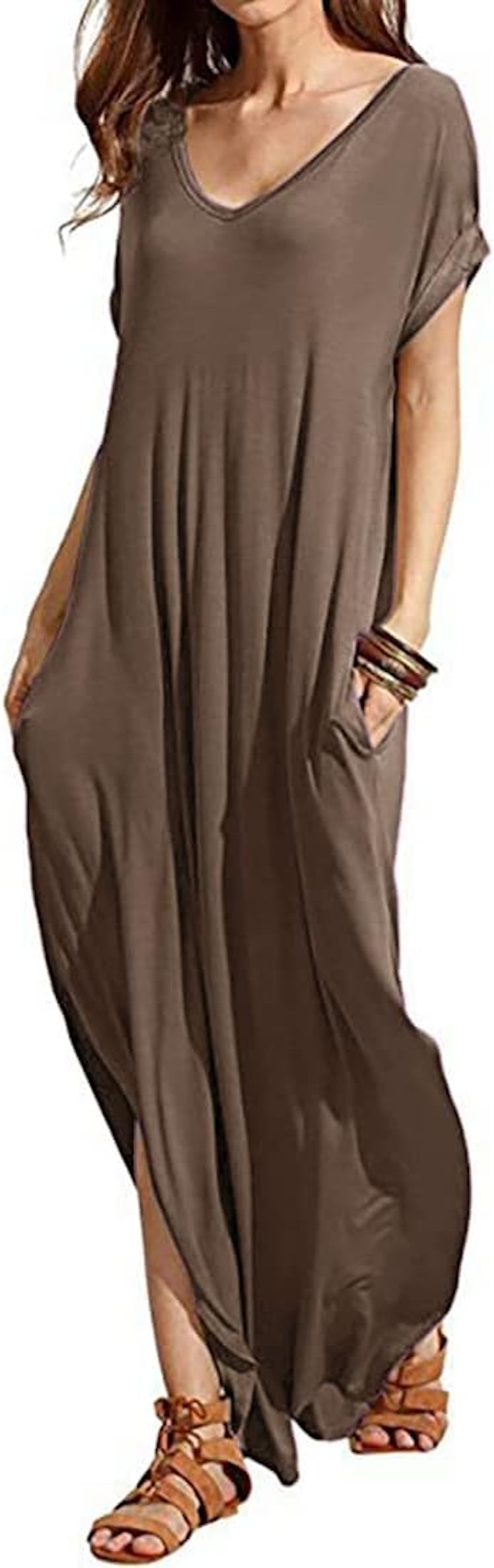 Match V-Neck Long Dress