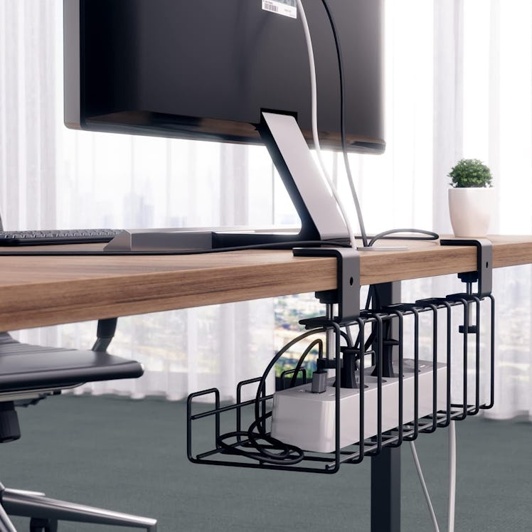 KabelDirekt No-Drill Under-Desk Cable Management Tray