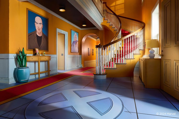 The main floor of the X-Mansion, recreated by Airbnb