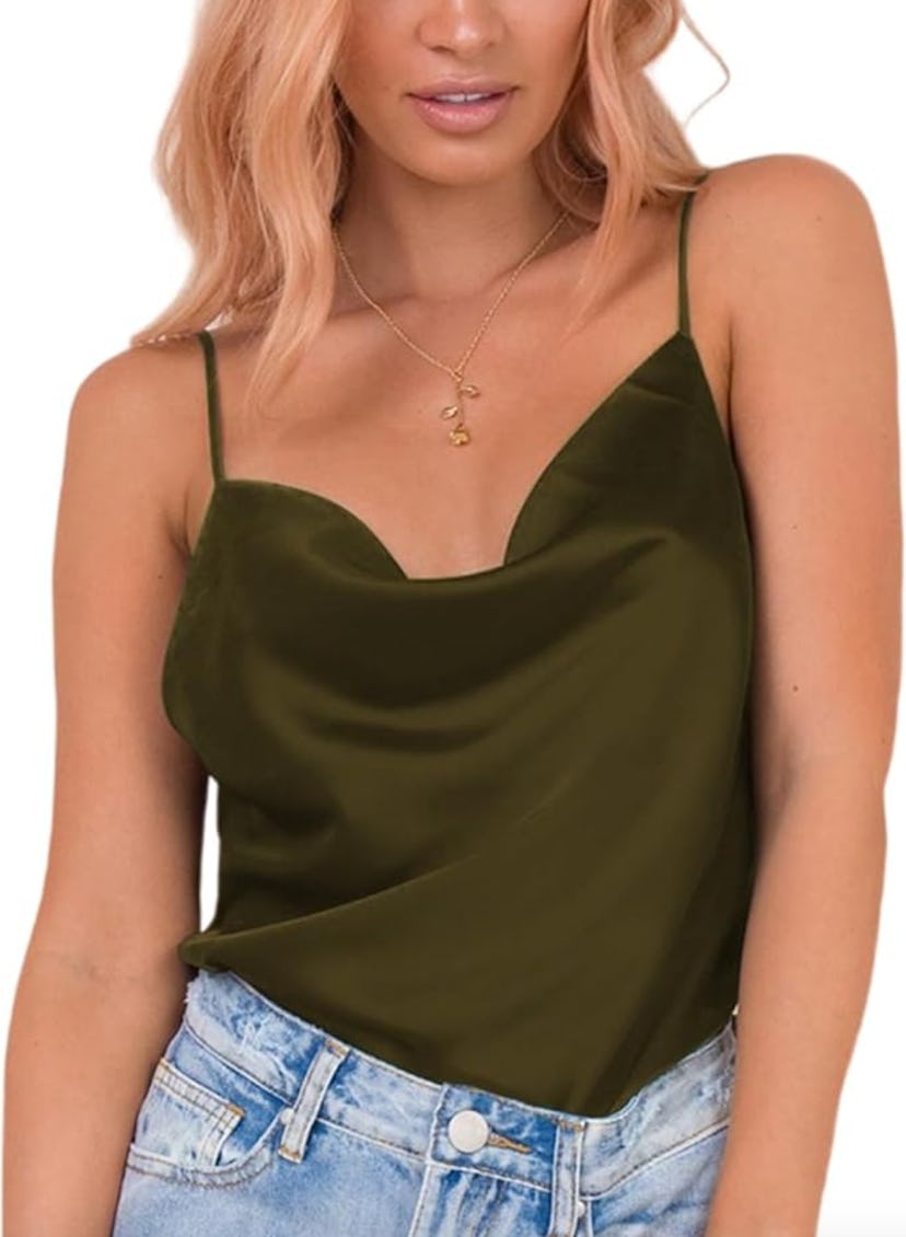 Miessial Spaghetti Straps V Neck Satin Camisole