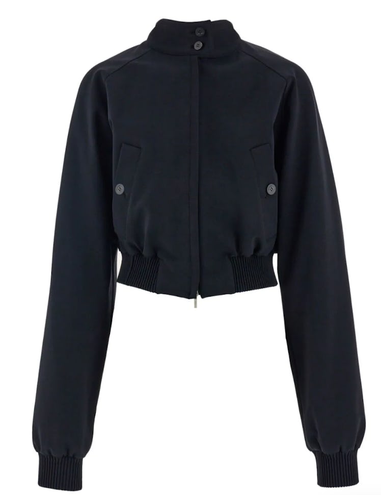 black zipped bomber jacket