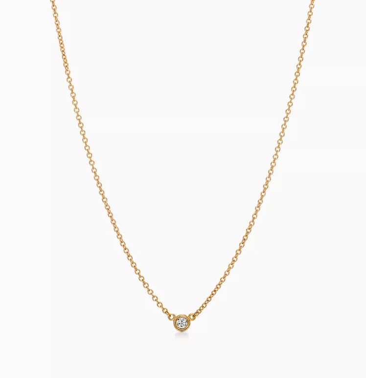 gold necklace with single diamond