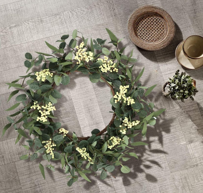 Pinkpum 20'' Eucalyptus Wreath for Front Door