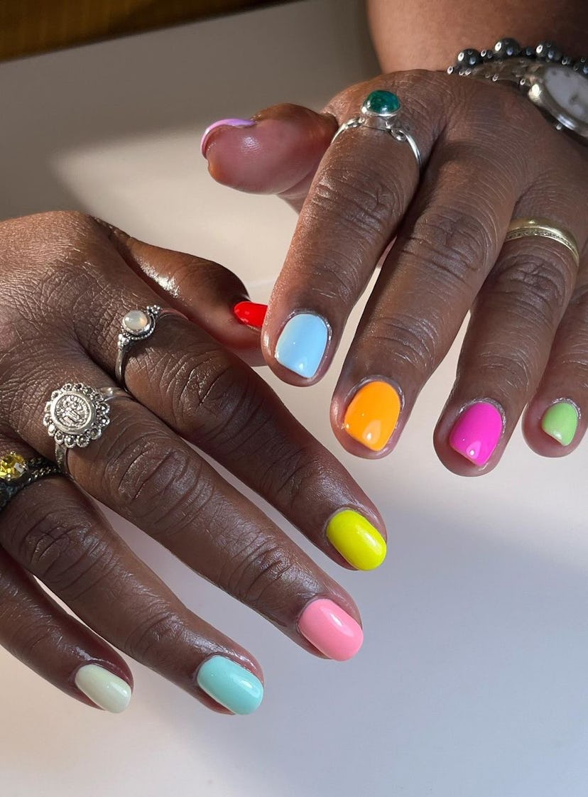 Try colorful Skittle nails.