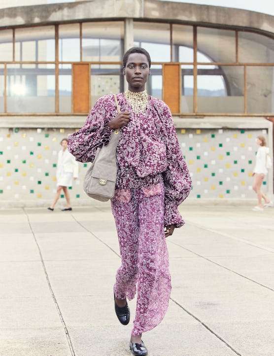 a look from chanel resort 2025 collection at the marseille runway show