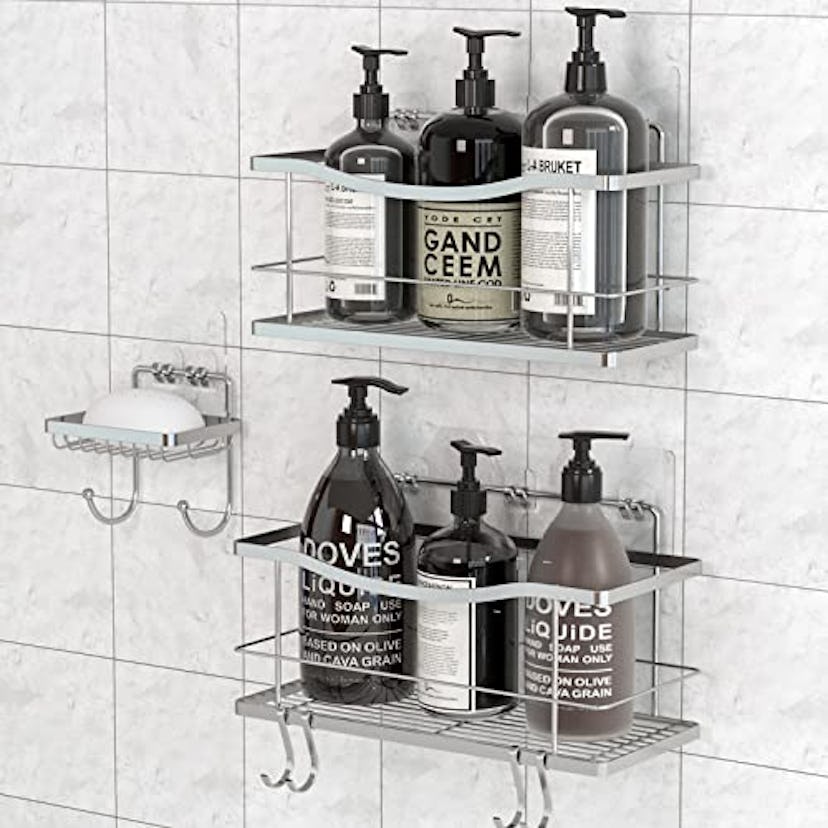 GeekDigg Adhesive Stainless Steel Shower Caddy (3-Pack)