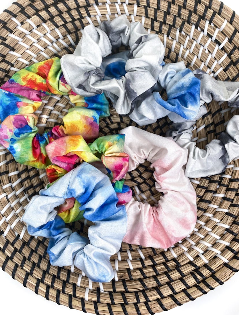 Tie-dyed scrunchies are a fun summer tie-dye craft to make.