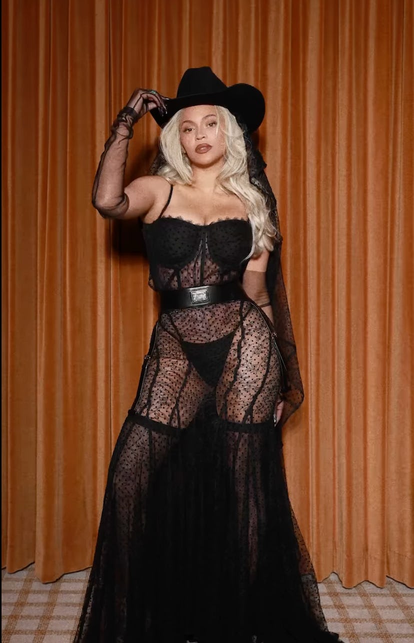 Beyonce posted a see-through lace gown with a visible thong detail.