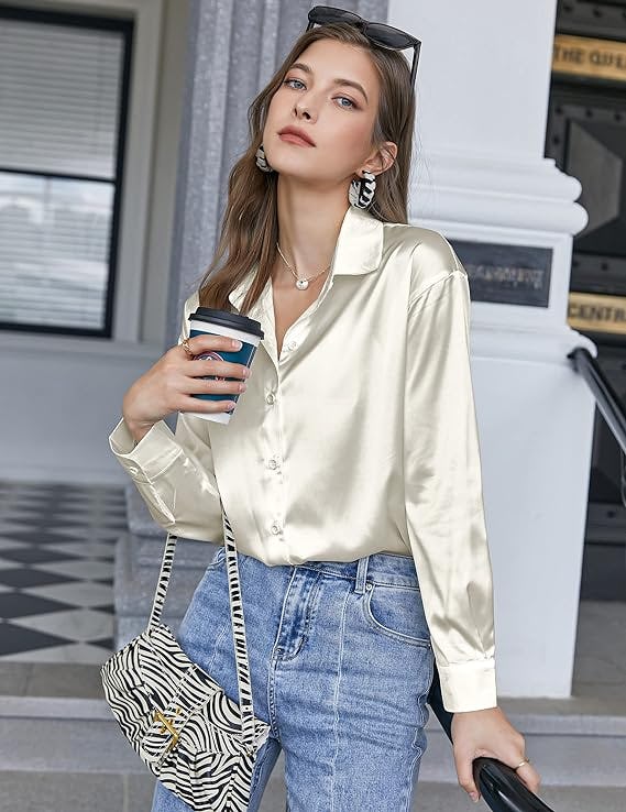 Chigant Satin Button Down Shirt