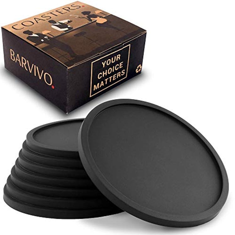 Barvivo Silicone Coasters with Holder (8-Pack)