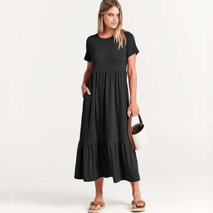 ANRABESS Crewneck Tiered Dress