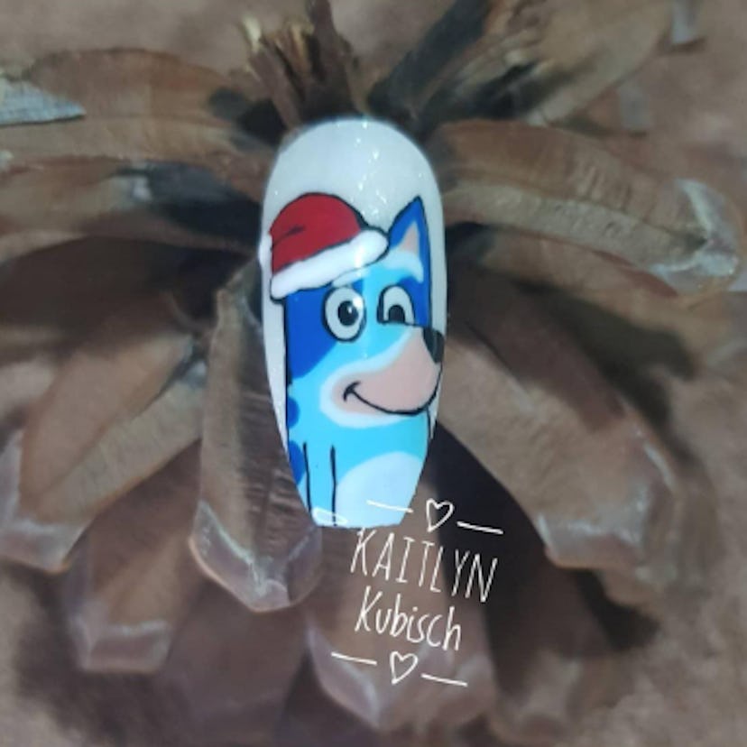 Christmas Bluey nail art