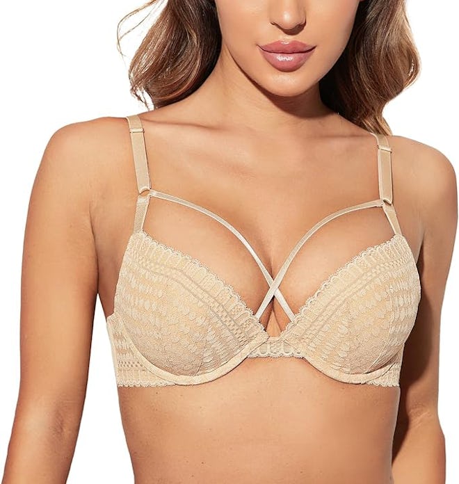Deyllo Strappy Lace Push-Up Bra