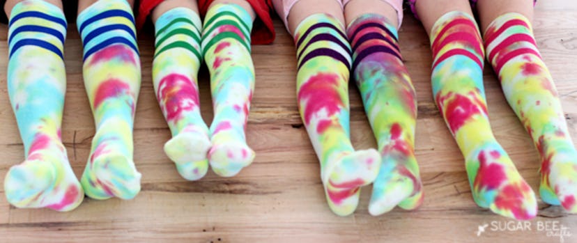 Tie-dye socks are a fun and easy summer tie-dye craft.