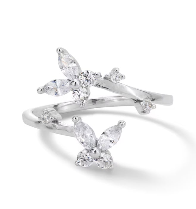 Sterling Silver Double Butterfly Mid-Toe Ring